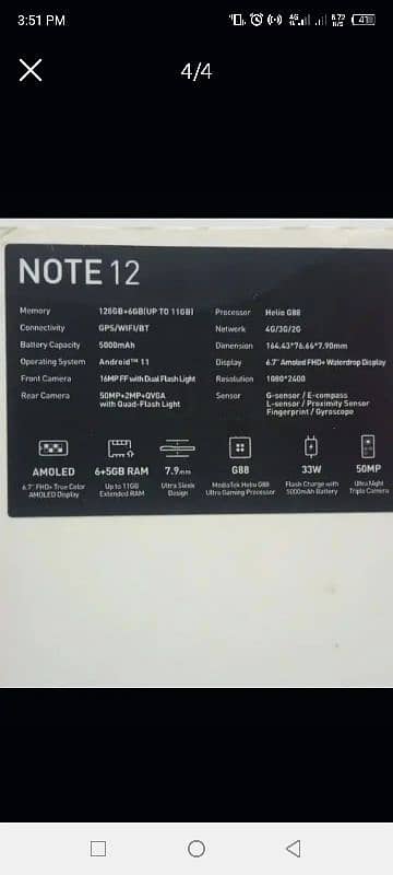 note 12 6 gb / 128 Gb 3