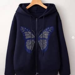 1 Pc Women's Stitched Cotton Printed Hoodie