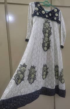 WHITE frock with mix net style