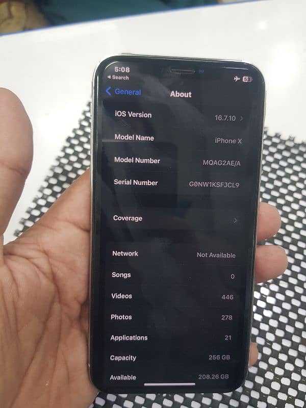 Iphone x 256 93Health good Condition 10/9 non pta 5