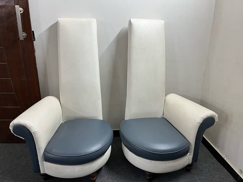 2 high back chairs in white and grey color 1