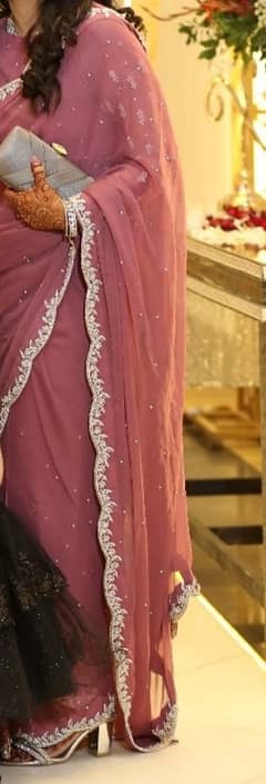 Embroidered chiffon saree