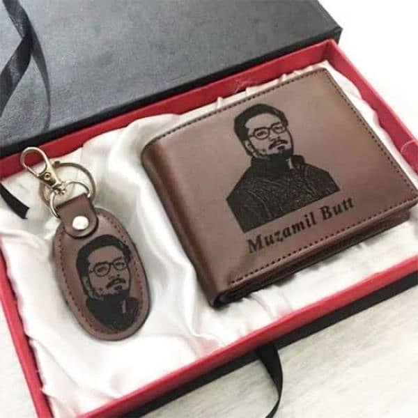 pure leather name and picture wallet keychain 4