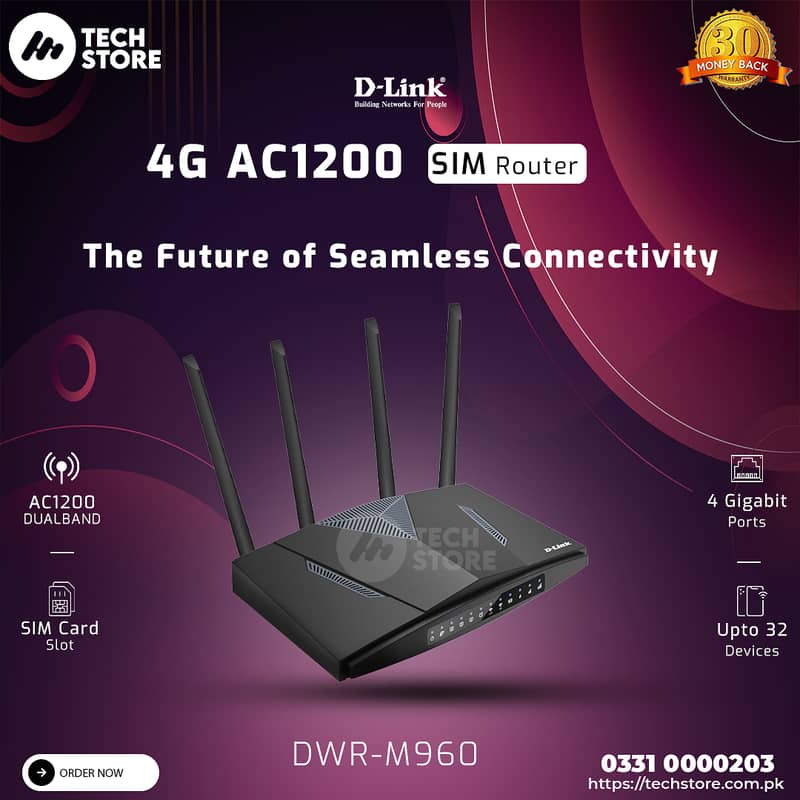 Dlink 4G LTE SIM Router AC1200 M960 Official PTA Approved (With box) 0