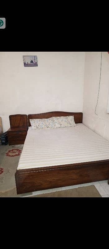 double bed sheesham wood with mattress 0