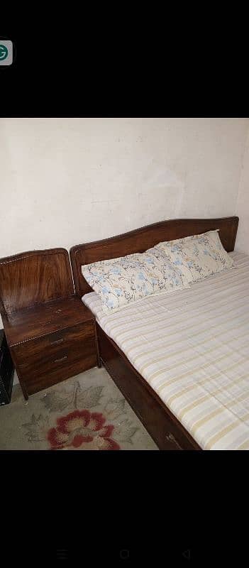 double bed sheesham wood with mattress 1