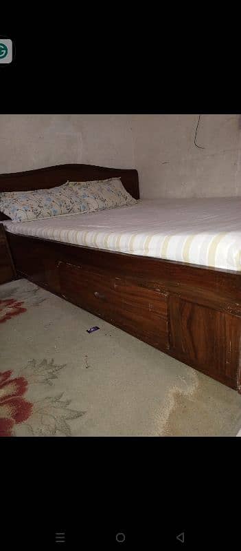 double bed sheesham wood with mattress 2