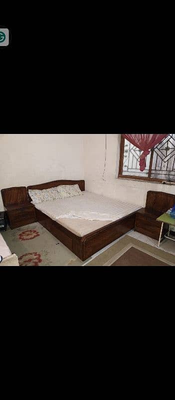 double bed sheesham wood with mattress 7