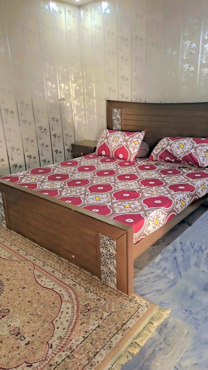 Wooden bed 3 months used just like new with mattress 1