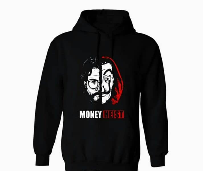 1 PC Men,s cotton fleece money Heist printed Hoodie 0