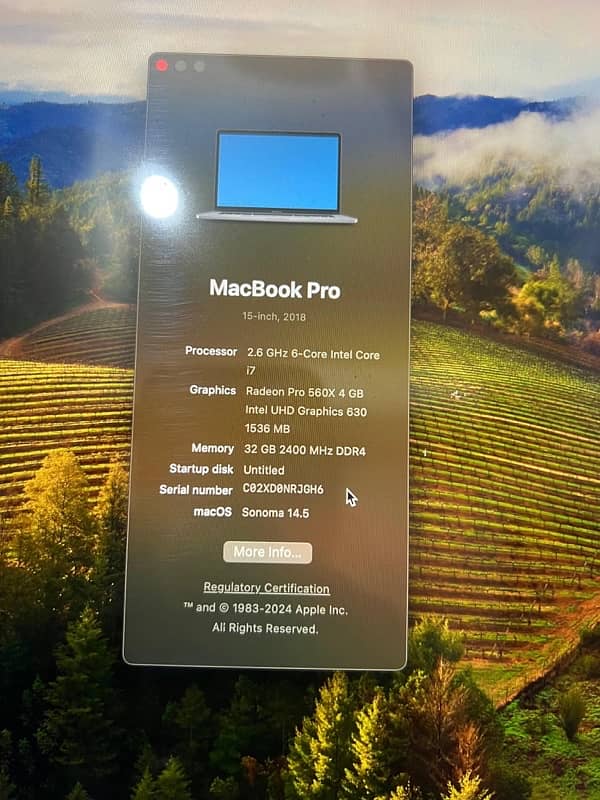 Mac book pro 2018 15inch 2