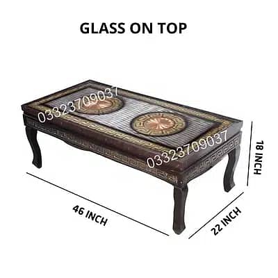 Three Wooden Center table with glass Top 1