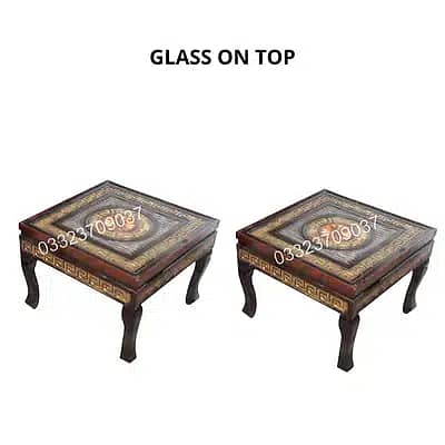 Three Wooden Center table with glass Top 3