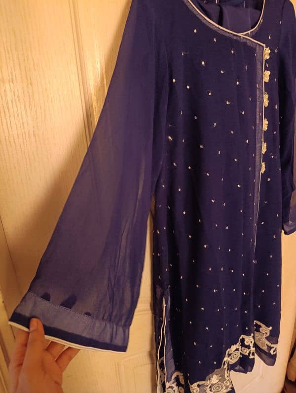 royal Blue chiffon 4pc Dress 3