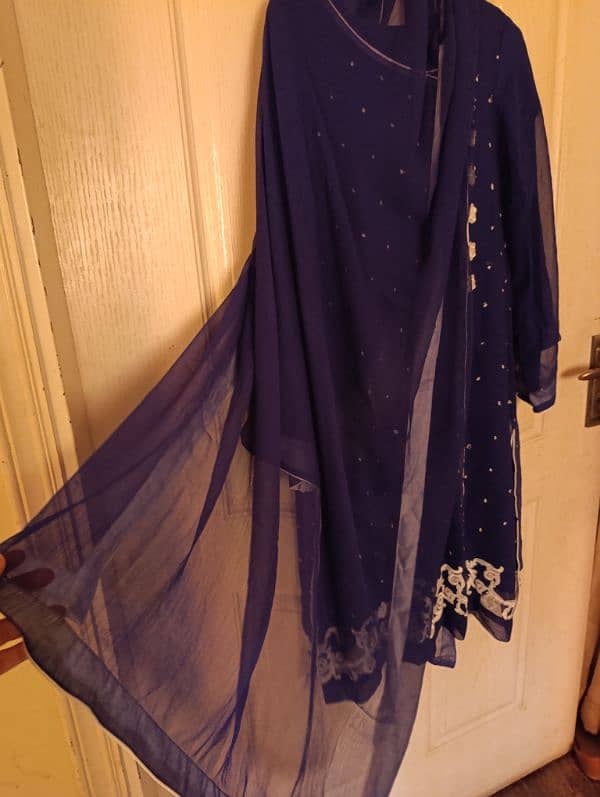 royal Blue chiffon 4pc Dress 4