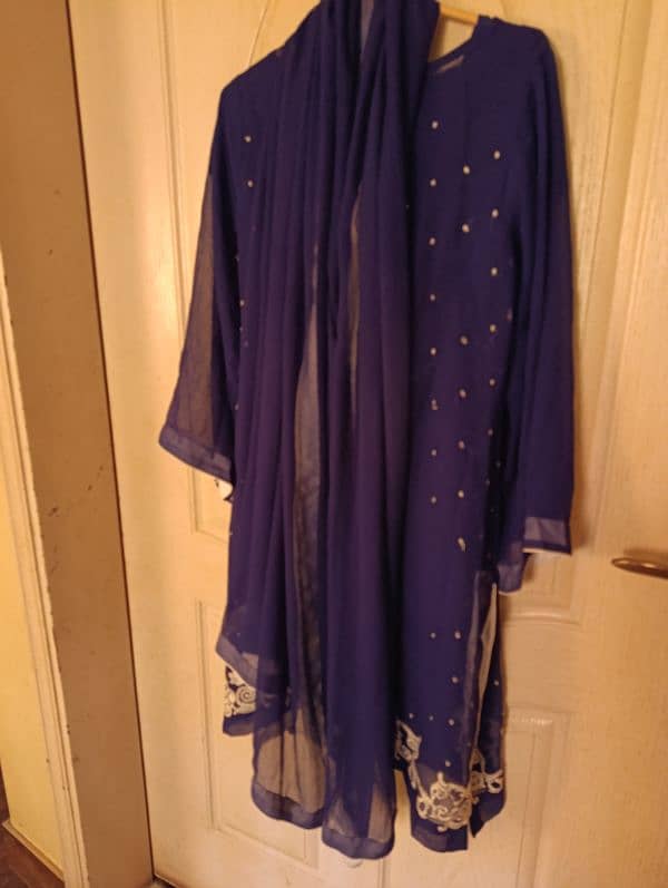 royal Blue chiffon 4pc Dress 5