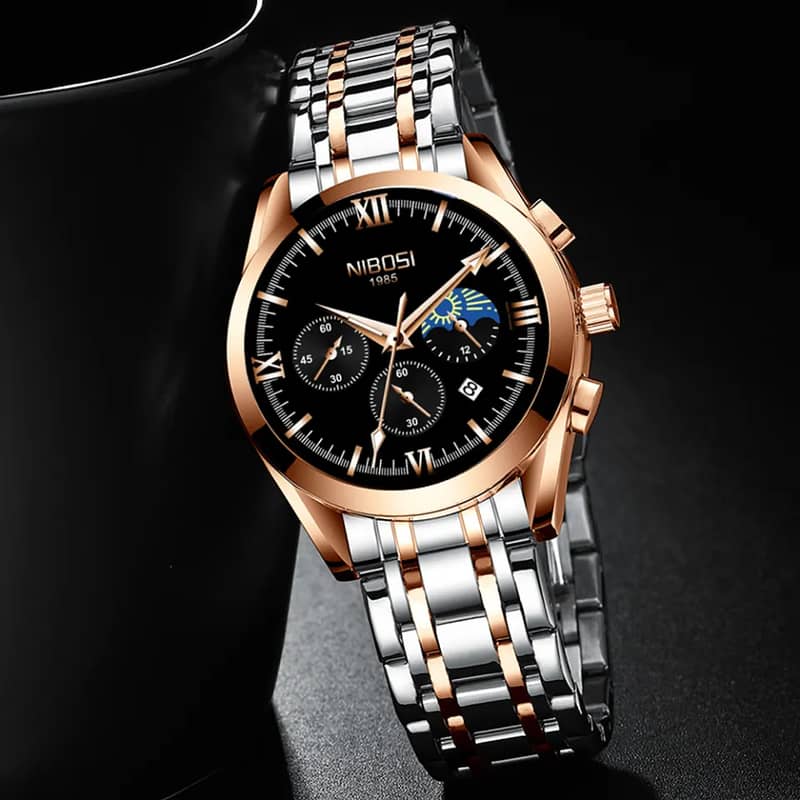 NIBOSI Sports Men Watches Luxury Waterproof Stainless Steel 4