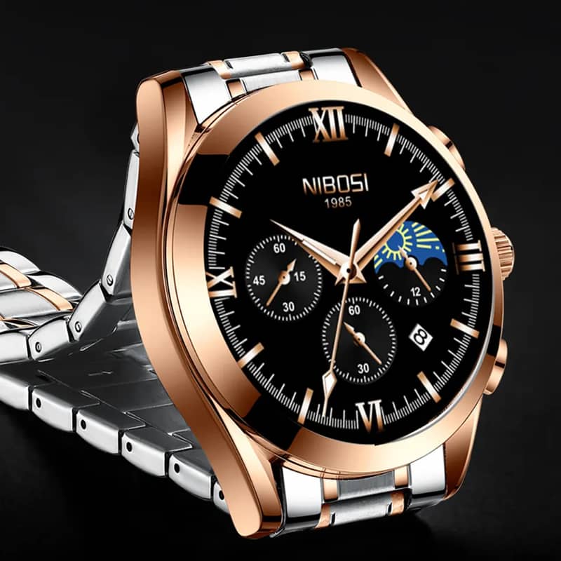 NIBOSI Sports Men Watches Luxury Waterproof Stainless Steel 5