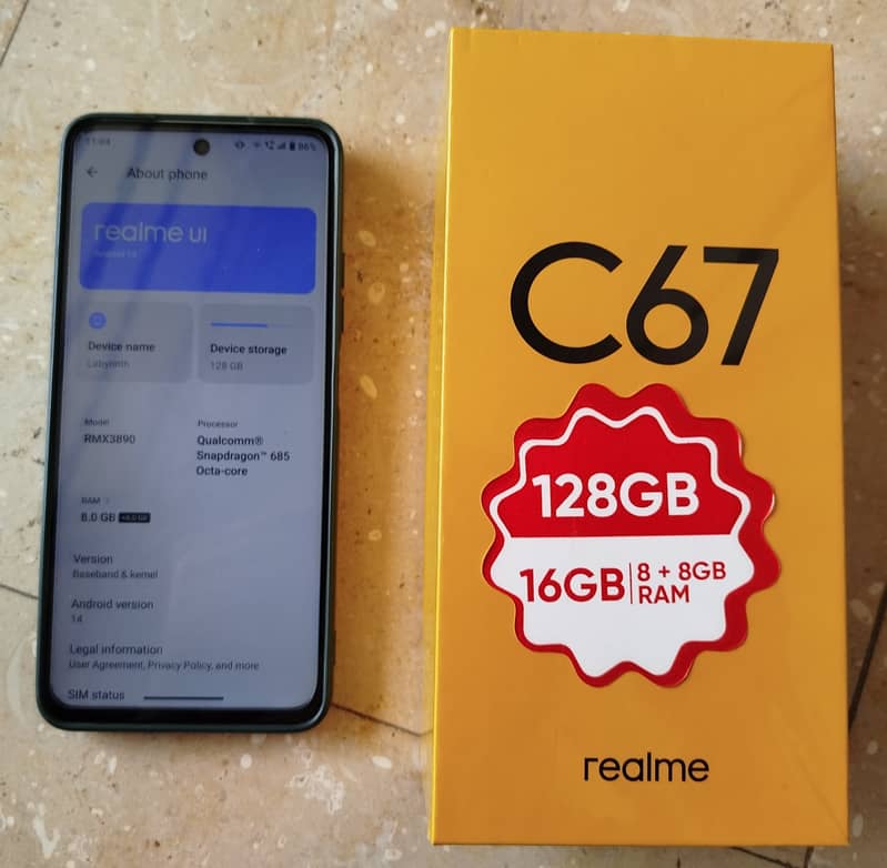 Realme C67 8GB + 128GB (Warranty 31 Mar 2025) Box & All Accessories 0