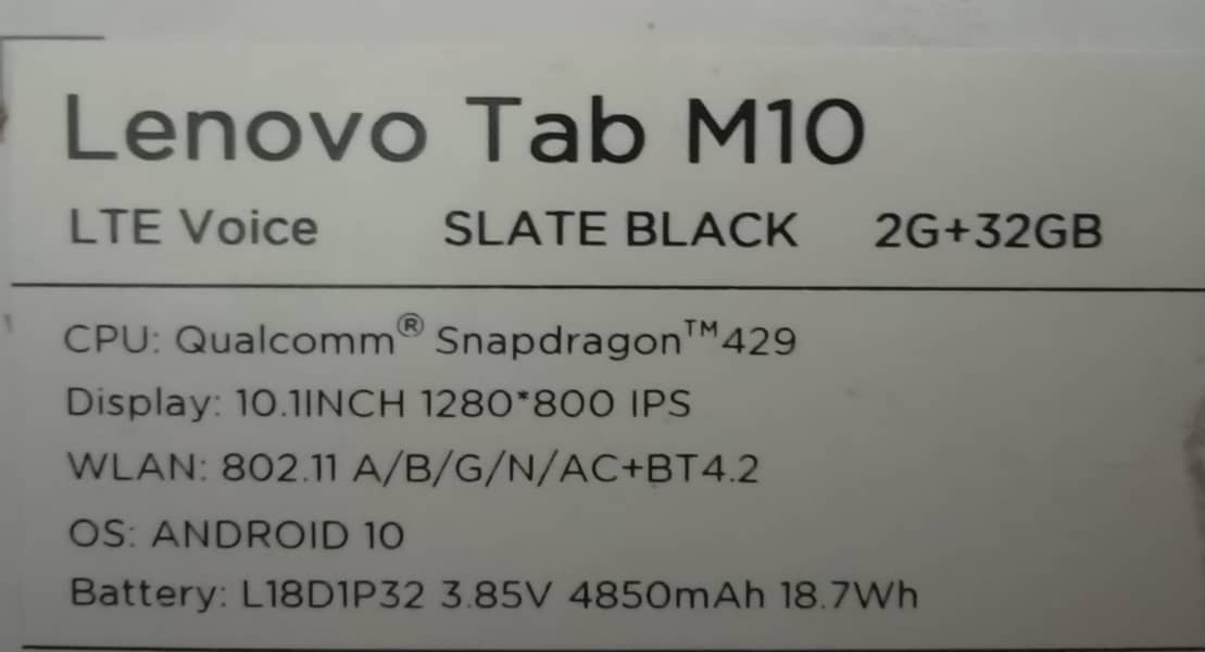 Lenovo m10 tablet 2gb 32gb 10 inch 2