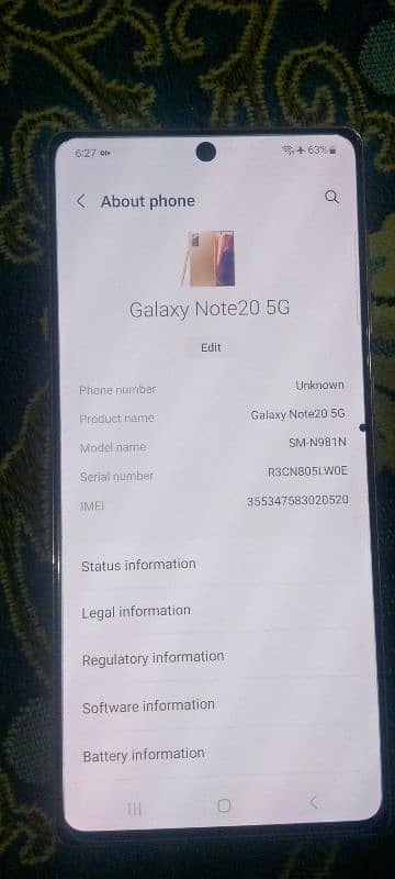 samsung note 20 5g 256gb 1