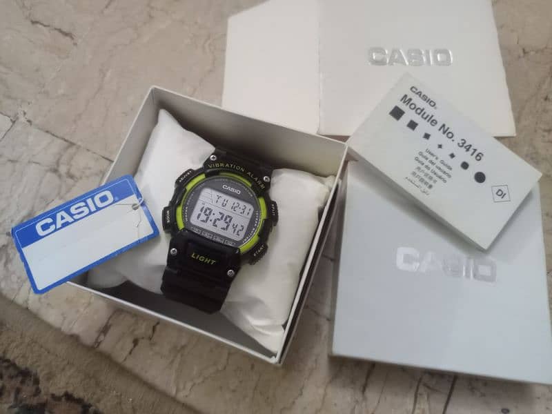 Casio W-736H-3AV Rubber Strap Watch Vibration Alert & Alarm Dual Time 0