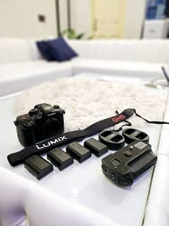 LUMIX GH5S with battery grip batteries, strap and charger