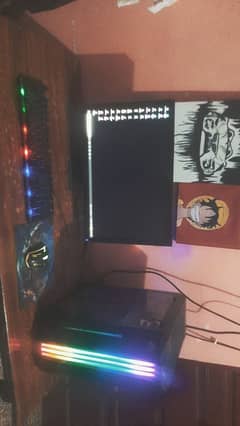 Gaming PC full setup with 24 inch monitor and mouse pad