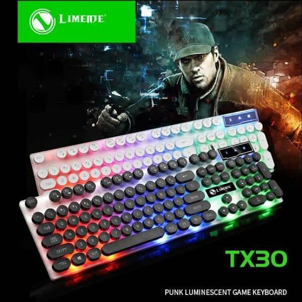 TX35 RGB GAMING KEYBOARD IN WHITE AND BLACK COMBO C WITH BESTQUANTITY 6