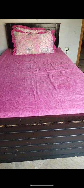 single bed wooden and mattress urgent sale 1