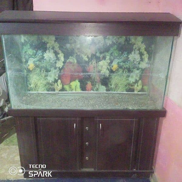 4 feet aquarium with piano hood and trolly vip new condition 0