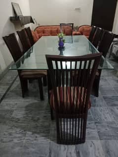 wooden table with Glass top