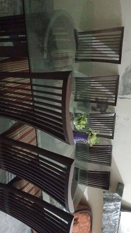 wooden table with Glass top 2