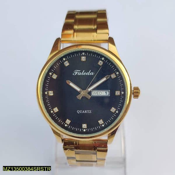 "Stylish Faleda Quartz Watch with   Golden color 0