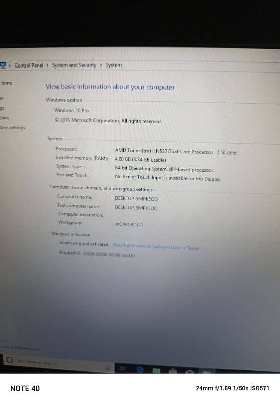 HP LAPTOP 4 GB RAM 0