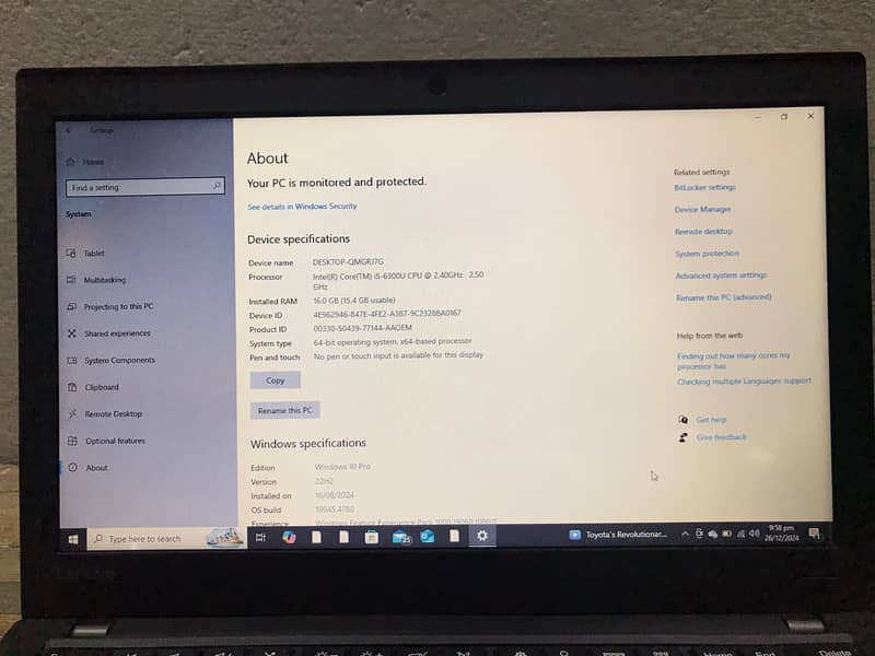 Lenovo X260 | 16GB / 128 GB | i5-6300u 9