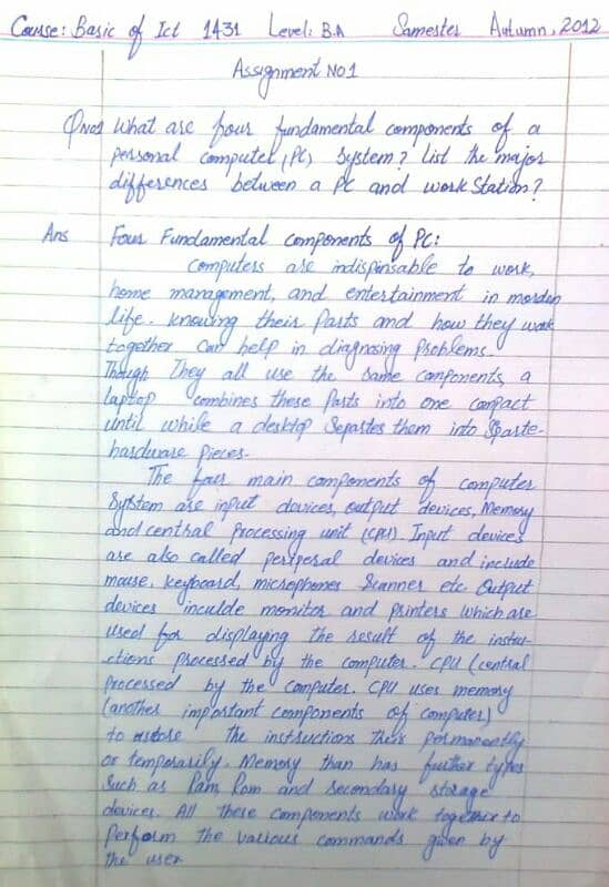 Handwriting Assignment Work 0