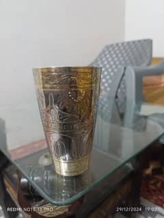 OLD ANTIQUE BRASS GLASS