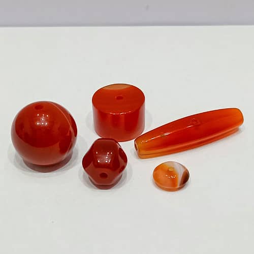 Lot of 5 Antique Red Agate, Tibetan, African Carnelian Stone Beads 0