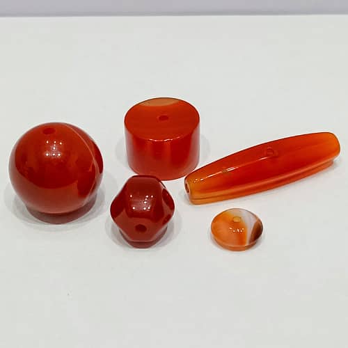 Lot of 5 Antique Red Agate, Tibetan, African Carnelian Stone Beads 1