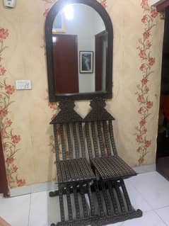 3 set of Ancient chairs and 1 mirror for sale