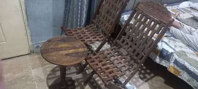 pure akhroti wood folding chairs with table