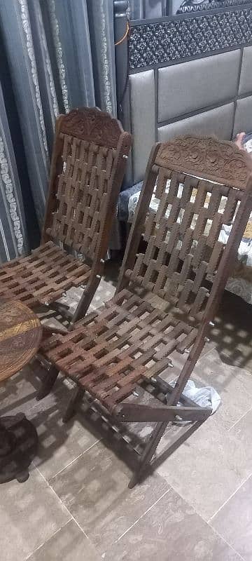 pure akhroti wood folding chairs with table 1