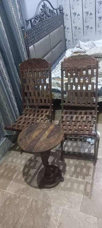 pure akhroti wood folding chairs with table 2