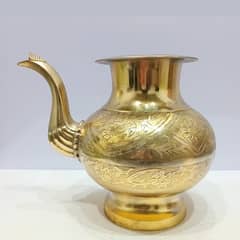 Vintage Brass Hand Wash Lota with Intricate Hand Engravings