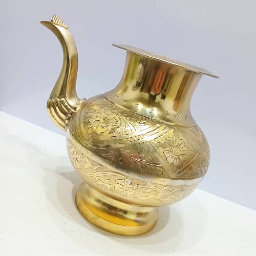 Vintage Brass Hand Wash Lota with Intricate Hand Engravings 2