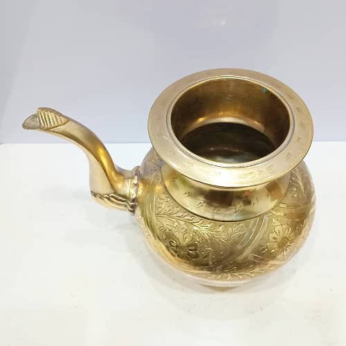 Vintage Brass Hand Wash Lota with Intricate Hand Engravings 3