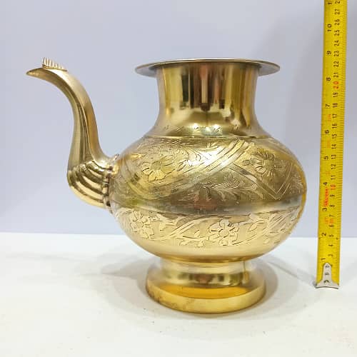 Vintage Brass Hand Wash Lota with Intricate Hand Engravings 4