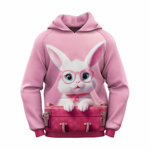 Girls Kangroo Printed Hoodie Fleece 0