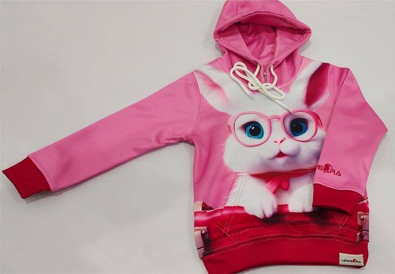 Girls Kangroo Printed Hoodie Fleece 2